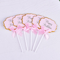 5 pièces de décorations de gâteaux en papier inscriptibles avec rubans, décorations de cupcakes pour mariage, baby shower, anniversaire d'enfants, fournitures de fête