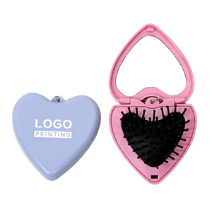 Cepillo Plegable Compacto de Bolsillo con Logotipo Personalizado <span class=keywords><strong>GOODWAY</strong></span>, Cepillo para el Cabello Plegable con Forma de Corazón con Llavero, Bonito Adorno para Bolso - Product Image 1