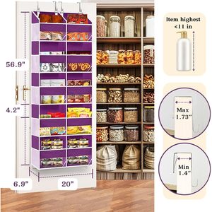 Organisateur de porte 1 pièce, 9 compartiments, violet, en tissu non tissé, pour vêtements de bébé, à accrocher derrière la porte - Product Image 3