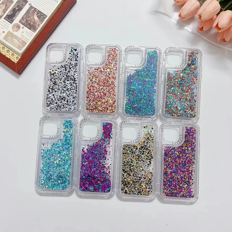 Étui pour téléphone portable Dream Three-In-One Colored Beads Quicksand pour iPhone Samsung Xiaomi