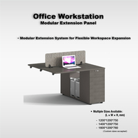 Poste de travail de bureau 4 places avec armoire de séparation et bureau informatique pour espace de travail ouvert