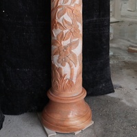 Pilier rond décoratif personnalisé Coucher de soleil extérieur Colonnes romaines en marbre rouge