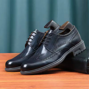 Chaussures Richelieu en Cuir Véritable pour Hommes, Style Business Formel, Nouveauté 2025, Bout Carré, Semelle Épaisse, Antidérapantes, Style Britannique Intemporel - Product Image 4