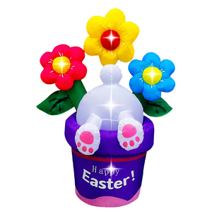 6FT Inflatable Easter Rabbit into Flower Basket Decoration LED Blow Up <b>Lighted</b> Yard Decor for Home Hotel Lawn Garden Party - Product Image 1