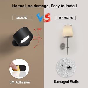 <span class=keywords><strong>USB</strong></span> Có Thể Sạc Lại 360 Độ Xoay Tường Từ Đèn Điều Khiển Cảm Ứng LED Gắn Đọc Sách Tường Sconce Cho Phòng Ngủ - Product Image 2