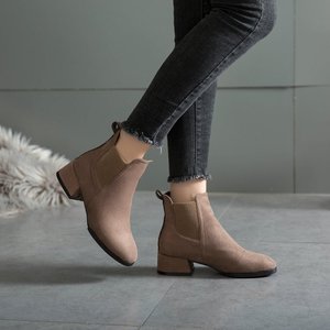 Bottines <span class=keywords><strong>Chelsea</strong></span> en daim élastique pour femmes, bout rond, talon bas, style vintage, pour le quotidien, hiver, décontractées, OEM ODM, vente en gros - Product Image 1