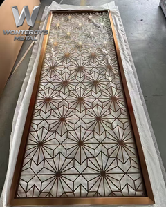 Paravent de séparation de pièce en métal découpé au laser, design moderne et luxueux en or, personnalisé pour les halls de casino, les terminaux, les banquets et les hôtels - Product Image 5