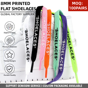 Cordones planos personalizados Olian OW con logo impreso para zapatillas OW, SB Dunks Low, Jordan y AF - Product Image 1