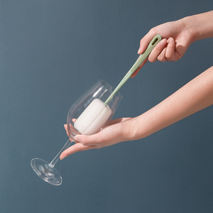 Cup <b>Brush</b> Long Handle With Sponge Head For Cleaning <b>Bottles</b> And Glasses White Blue Green Pink ABS Material - Product Image 3