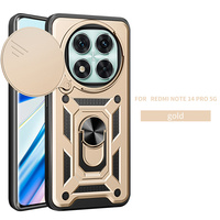 Coque pour Xiaomi Redmi Note 14/Note 14 Pro/Note 14 Pro Plus Armure Fenêtre Coulissante Anneau Métallique Support Voiture Magnétique Anneau Téléphone