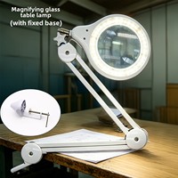 Lampe loupe LED dentaire à fixation par pince, bras pliable avec grossissement 3X/5X/8X pour table de travail de technicien dentaire