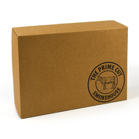 Boîte en carton kraft naturel personnalisée avec impression de logo noir, qualité alimentaire, pour emballage de viande, bœuf fumé, steak, pliable