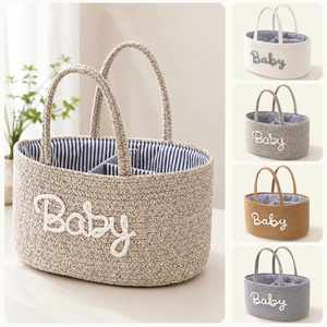 Organizador de Pañales para Bebé de Marca Personalizada, Cesta de Almacenamiento de Cuerda de Algodón con Separador Extraíble, Modelo F0826 - Product Image 1
