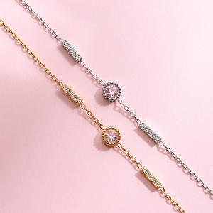 Nouveau bracelet en zircon en acier inoxydable sans ternissement haut de gamme décoré à la main avec du zirconium en titane rose Style tendance et doux - Product Image 5