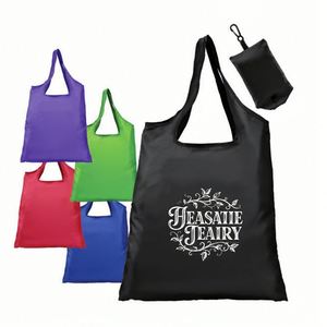 Custom Reusable <b>Foldaway</b> Shopping Tote <b>Bag</b> 210D Polyester - Product Image 1