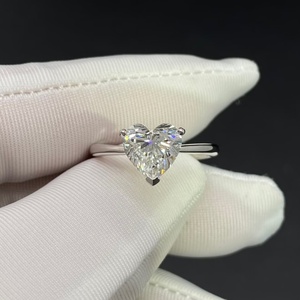 Bague personnalisée en forme de cœur avec diamant créé en laboratoire, or massif 14 carats, bijoux élégants pour anniversaire et fiançailles - Product Image 1