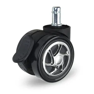 M11*22 Circlip Rod Black 60mm Swivel Nylon Caster With Brake Baby Walker Furniture Removable Replacement Wheels