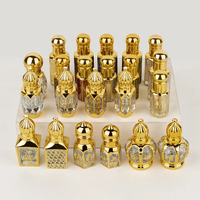 Mini 12ML bouchon à vis or Roll-on Attar verre bouteille d'huile essentielle nouveau Design parfum/huile d'oud forme plate Mini diffuseur emballage