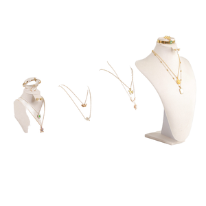 Présentoirs à bijoux réglables de luxe en velours beige Minglu pour les marchés européens et américains, présentoirs à bijoux multifonctionnels - Product Image 1