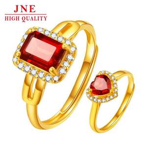 Anillo en forma de corazón de circón con incrustaciones de <span class=keywords><strong>granate</strong></span> de moda europea y <span class=keywords><strong>americana</strong></span>, anillo de piedras preciosas cuadrado rojo abierto de oro de 18 quilates para <span class=keywords><strong>mujer</strong></span> - Product Image 5