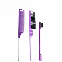 Peignes de salon en plastique personnalisés, résistants à la chaleur, en métal, à queue de rat, pour la séparation des cheveux, ensemble de brosses en plastique à étiquette privée