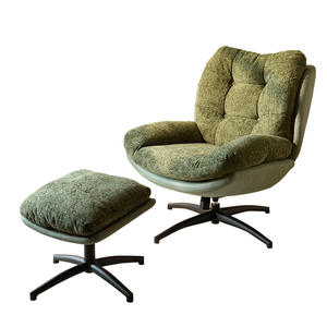 เก้าอี้โซฟาเดี่ยวแบบหมุนได้สไตล์นอร์ดิก เก้าอี้ห้องนั่งเล่นสไตล์มินิมอลทันสมัย พร้อมที่วางเท้า ฟังก์ชั่นปรับเอนได้ สำหรับใช้ในบ้าน - Product Image 5