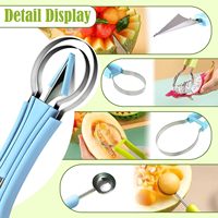 Couteau à découper les fruits pliable multifonction, éplucheur, cuillère, outil de cuisine 4-en-1, bouleuse à melon
