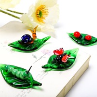 Figurines d'insectes en verre soufflé de Murano, mini décorations en forme de trèfle, coccinelle, abeille, libellule, ornements animaux faits à la main en verre