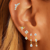Joyería de Titanio G23/F136 para Perforaciones Corporales, 16G, Flor, Rosca Interna, Labret, Colgante, Arete para Lóbulo de la Oreja, Piercing de Nariz, Arete Helix, para Regalo