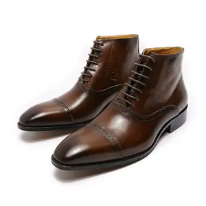 Herren Stiefeletten Kleid Stiefel Echtes Leder Upper Top Toe Slip On Mode Freizeit schuhe Mann für den Großhandel