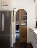 Portes coulissantes modernes en bois massif et verre, à cadre arqué, étanches, avec finition de surface pour armoires de cuisine de villas et appartements