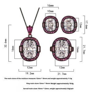 Ensemble de bijoux de fête écologiques en cuivre pour femmes, zircon blanc 12*16-10*12mm, plaqué or, brillant - Product Image 2