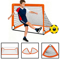 Ensemble de buts de football portables en gros pour enfants et adultes, filet d'entraînement pliable avec accessoires de ballon, orange, en nylon et fibre de verre