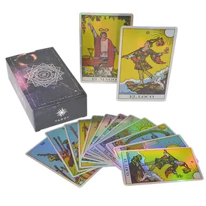 Logo personalizzato carta dei tarocchi carta dei tarocchi divinazione stampa personalizzata carte in lamina d'oro scatola di immagazzinaggio dei tarocchi con pendolo