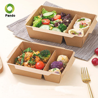 Fabricant de boîtes à emporter en papier kraft écologique avec couvercle transparent, produit des boîtes portables pour pique-nique, à emporter pour les sushis, les desserts, les gâteaux, les cadeaux