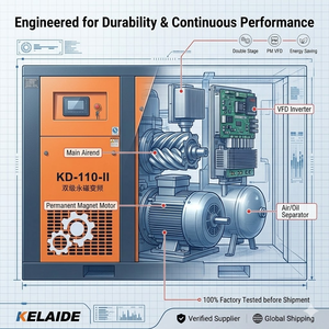 เครื่องอัดอากาศแบบสกรู KELAIDE KD-110-II ประสิทธิภาพสูง 24.5 ลูกบาศก์เมตร/นาที แบบสองจังหวะ PM VFD รุ่นอุตสาหกรรมแบบติดตั้งถาวร - Product Image 6
