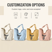 Sac fourre-tout en coton avec logo personnalisé, sac de courses réutilisable, sac à main en toile jaune pour femmes, sac promotionnel pour les courses, vente en gros