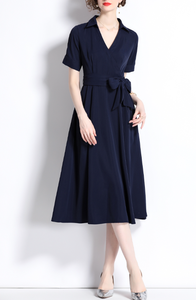 <span class=keywords><strong>Robe</strong></span> coréenne à manches courtes personnalisée Vintage robes d'été longues officielles femmes une ligne rétro 1950s 60s femmes - Product Image 4