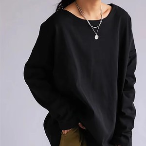 Koreanisch-Japanischer Stil Herbst Baumwolle Übergroßes Langarm-Rundhals-Crop-Top Lockeres Lässiges T-Shirt Damen Bluse Tägliche Kleidung - Product Image 5