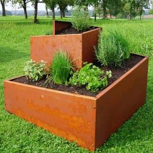 Solution de jardinage pour la maison : Bac carré en acier Corten pour l'aménagement paysager en métal - Durable, écologique, anti-basculement - Product Image 2