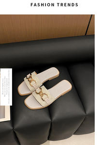 Pantoufles Décontractées Imprimé Métallique en Gros pour Femme, Plage Été 2025, Sandales Plates Luxe Personnalisées Tendance pour Femmes - Product Image 6