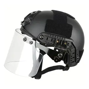 Double Safe Factory Custom Black Full Face Security PE Aramid With Visor High Quality Fast Tactical Helmet