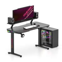 Meja Gaming Esport Multifungsi Bentuk L JOHOOFURNITURE L08, Kayu Metal, Lampu LED RGB, Lipat, Dapat Diperpanjang, untuk Kantor dan Rumah