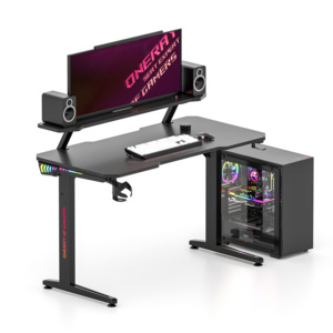 Escritorio para Juegos Esport en Forma de L, Multifuncional, de Metal y Madera, con Luces LED RGB, Plegable, Extensible, para Oficina, Hogar, Configuración de Carreras, 2 Años de Garantía - Product Image 2