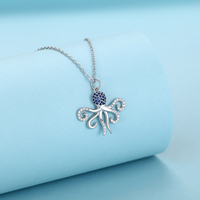 Pendentif pieuvre en argent sterling 925 plaqué or 18 carats pour femme, vente en gros de bijoux