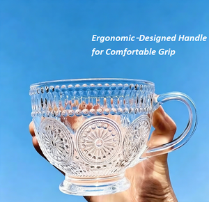 Gobelet en verre de style nordique de 400 ml avec motif floral, réutilisable et portable, à paroi simple, grande capacité, unisexe, pour la maison, le bureau, les cadeaux - Product Image 4