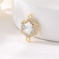 Connecteurs de bijoux en zircon plaqué or 14 carats, design tendance lune, étoile et papillon, deux anneaux, pour la fabrication de bijoux - Vente en gros