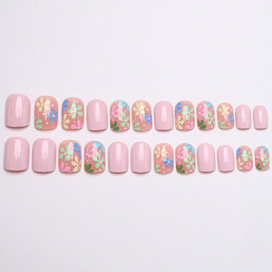 Juego <span class=keywords><strong>de</strong></span> 24 <span class=keywords><strong>Uñas</strong></span> Postizas Coloridas con Diseño Floral, Cortas, Cuadradas, Estilo Francés, <span class=keywords><strong>Color</strong></span> <span class=keywords><strong>Rosa</strong></span> <span class=keywords><strong>Claro</strong></span>, Acrílicas, Cobertura Total, Brillantes, para Primavera/Verano - Product Image 3