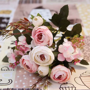 LA100 в европейском стиле ручной работы искусственный шелк пион маленькая ручка высокое качество свадебное украшение букет для дома, обратно в школу - Product Image 1