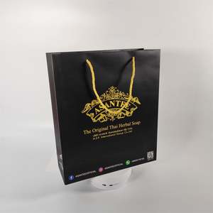 KM Wholesale Sacs cadeaux en papier cartonné de luxe avec logo personnalisé en feuille d'or, sacs de shopping - Product Image 3